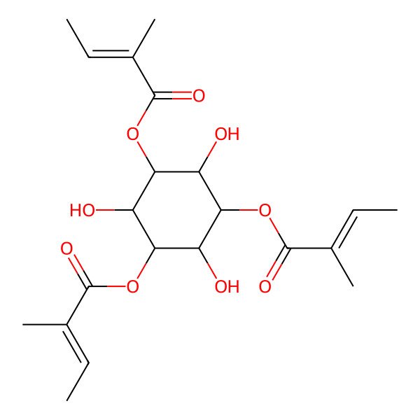 2D Structure of [2,4,6-Trihydroxy-3,5-bis(2-methylbut-2-enoyloxy)cyclohexyl] 2-methylbut-2-enoate
