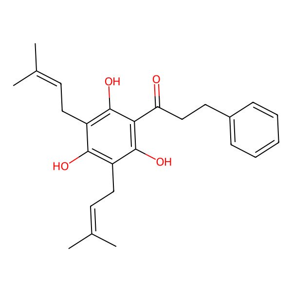 2D Structure of 2',4',6'-Trihydroxy-3',5'-diprenyldihydrochalcone 2D Structure of 2',4',6'-Trihydroxy-3',5'-diprenyldihydrochalcone
