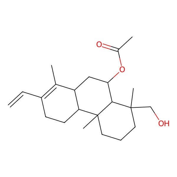 2D Structure of [(4aS,4bR,8R,8aR,9R,10aR)-2-ethenyl-8-(hydroxymethyl)-1,4b,8-trimethyl-3,4,4a,5,6,7,8a,9,10,10a-decahydrophenanthren-9-yl] acetate