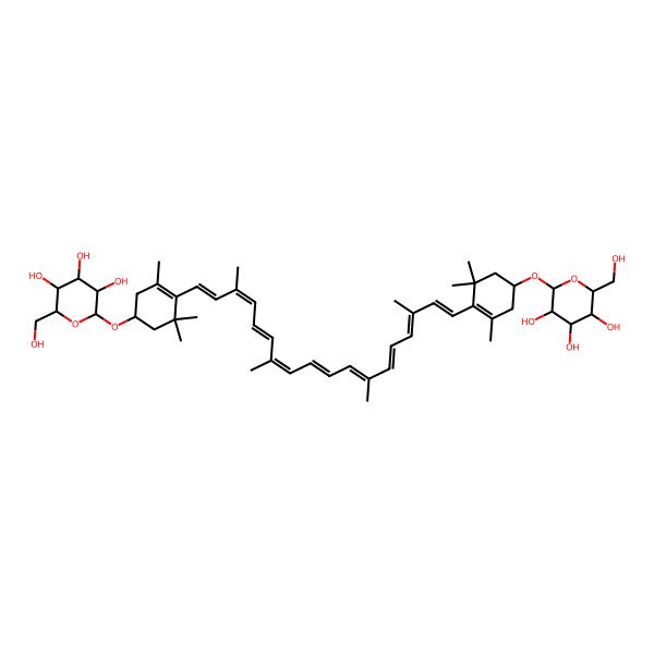 2D Structure of (2R,3S,4S,5R)-2-(hydroxymethyl)-6-[(1R)-3,5,5-trimethyl-4-[(1E,3E,5E,7E,9E,11E,13E,15E,17E)-3,7,12,16-tetramethyl-18-[(4R)-2,6,6-trimethyl-4-[(3R,4S,5S,6R)-3,4,5-trihydroxy-6-(hydroxymethyl)oxan-2-yl]oxycyclohexen-1-yl]octadeca-1,3,5,7,9,11,13,15,17-nonaenyl]cyclohex-3-en-1-yl]oxyoxane-3,4,5-triol