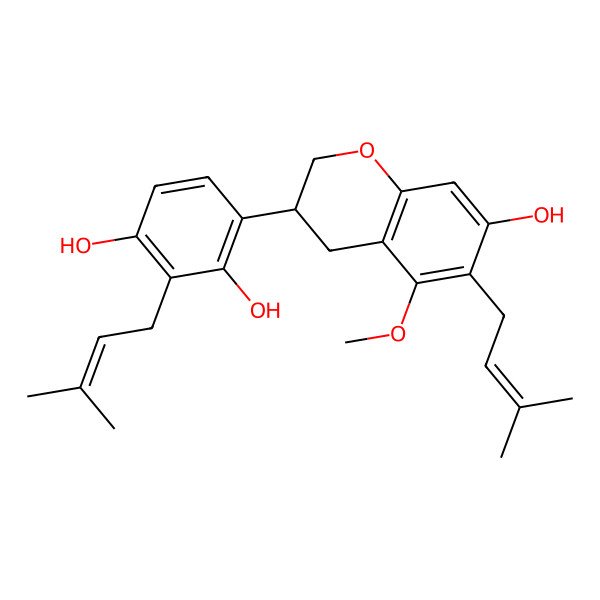 2D Structure of 2',4',7-Trihydroxy-5-methoxy-3',6-diprenylisoflavan