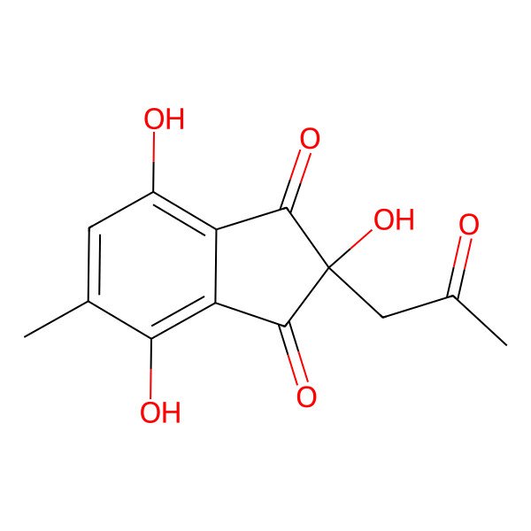 2D Structure of 2,4,7-Trihydroxy-5-methyl-2-(2-oxopropyl)indene-1,3-dione