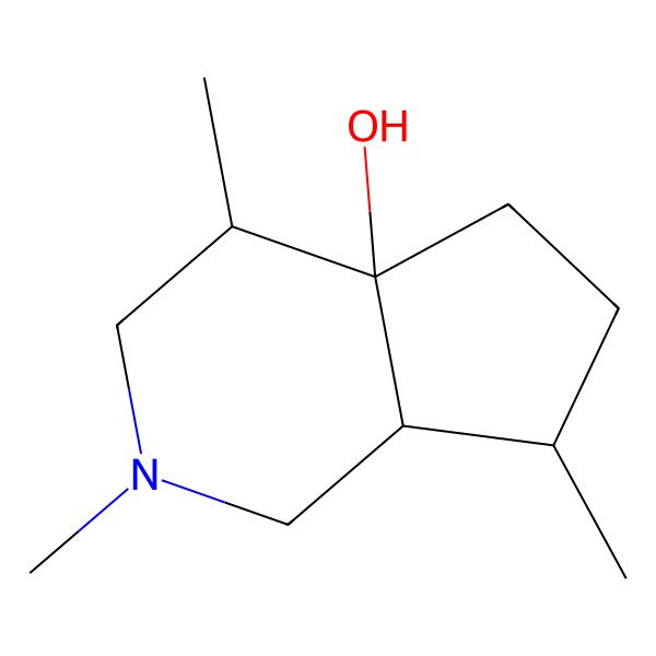 2D Structure of 2,4,7-trimethyl-3,4,5,6,7,7a-hexahydro-1H-cyclopenta[c]pyridin-4a-ol