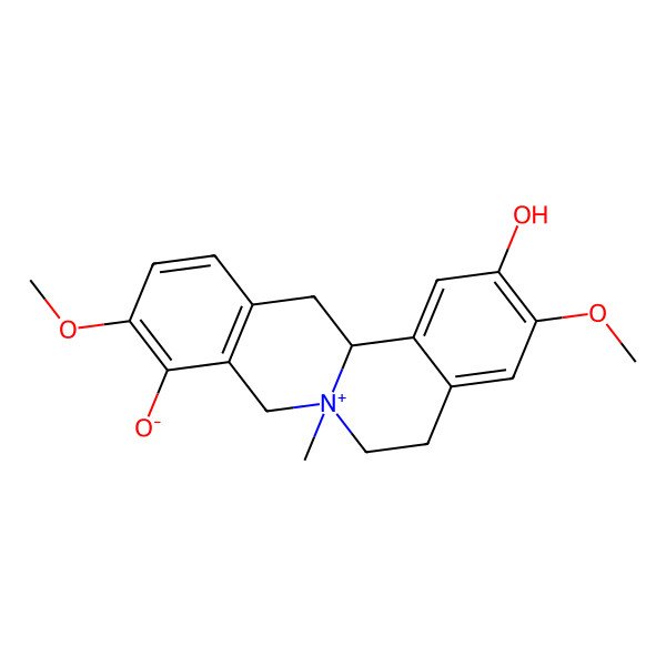 2D Structure of 2-hydroxy-3,10-dimethoxy-7-methyl-6,8,13,13a-tetrahydro-5H-isoquinolino[2,1-b]isoquinolin-7-ium-9-olate