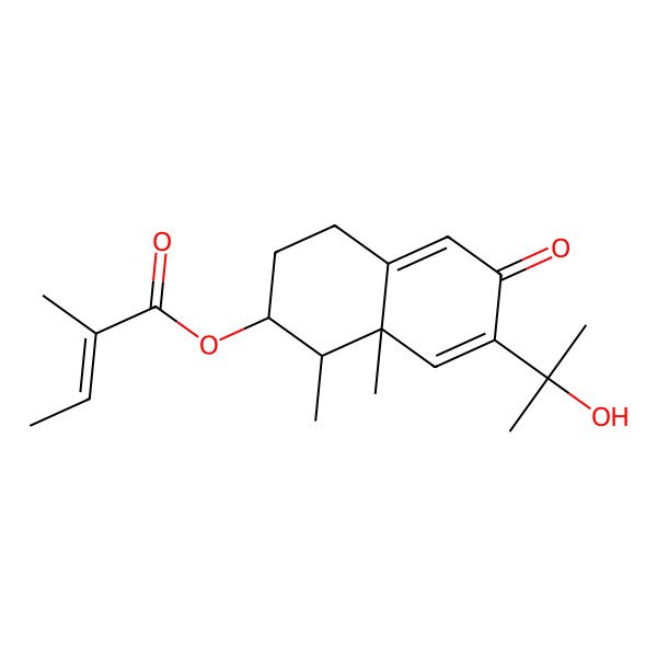 2D Structure of [7-(2-Hydroxypropan-2-yl)-1,8a-dimethyl-6-oxo-1,2,3,4-tetrahydronaphthalen-2-yl] 2-methylbut-2-enoate