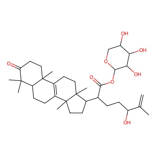 2D Structure of (3,4,5-Trihydroxyoxan-2-yl) 5-hydroxy-6-methyl-2-(4,4,10,13,14-pentamethyl-3-oxo-1,2,5,6,7,11,12,15,16,17-decahydrocyclopenta[a]phenanthren-17-yl)hept-6-enoate