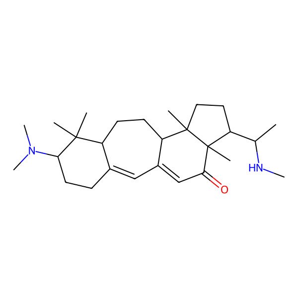 2D Structure of (6S,8R,11R,12S,15S,16R)-6-(dimethylamino)-7,7,12,16-tetramethyl-15-[(1S)-1-(methylamino)ethyl]tetracyclo[9.7.0.03,8.012,16]octadeca-1(18),2-dien-17-one