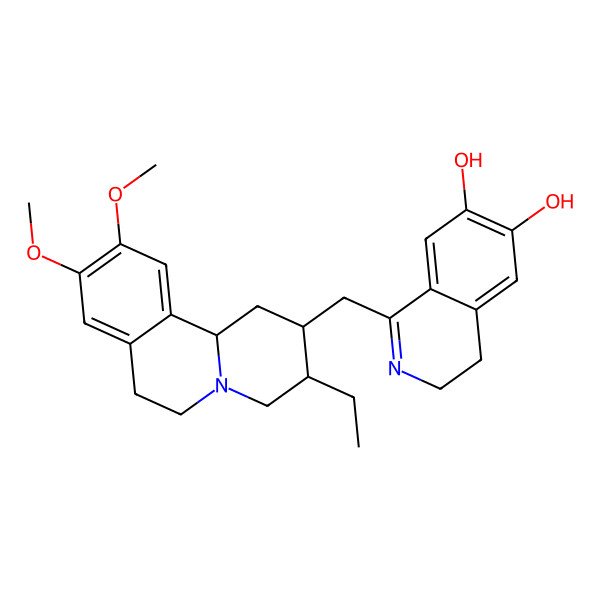 2D Structure of 1-[(3-ethyl-9,10-dimethoxy-2,3,4,6,7,11b-hexahydro-1H-benzo[a]quinolizin-2-yl)methyl]-3,4-dihydroisoquinoline-6,7-diol