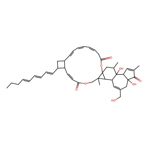 2D Structure of (1S,5E,7E,9Z,11R,13R,14S,15Z,20S,21R,22S,26R,30S,31R,32R)-26,31-dihydroxy-24-(hydroxymethyl)-20,28,32-trimethyl-13-[(1E,3E,5E)-nona-1,3,5-trienyl]-2,18-dioxahexacyclo[18.13.0.01,21.011,14.022,31.026,30]tritriaconta-5,7,9,15,23,28-hexaene-3,17,27-trione