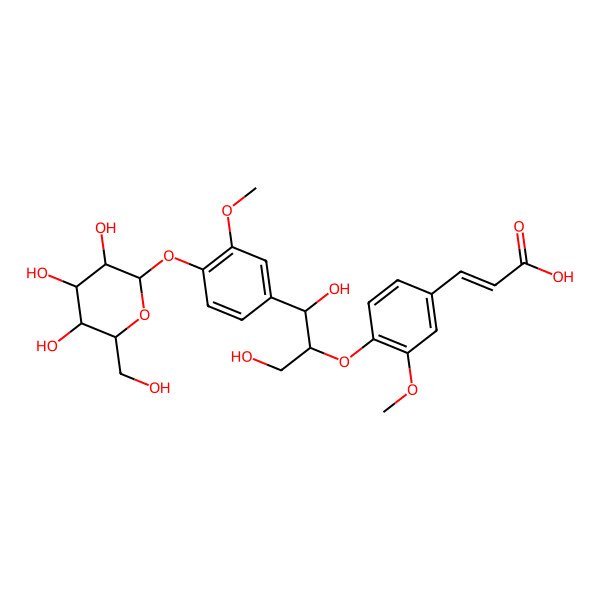 2D Structure of 3-[4-[1,3-Dihydroxy-1-[3-methoxy-4-[3,4,5-trihydroxy-6-(hydroxymethyl)oxan-2-yl]oxyphenyl]propan-2-yl]oxy-3-methoxyphenyl]prop-2-enoic acid