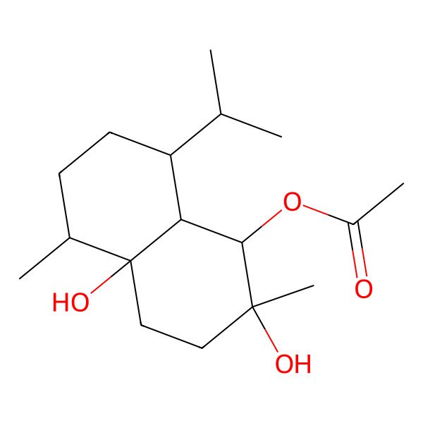 2D Structure of (2,4a-Dihydroxy-2,5-dimethyl-8-propan-2-yl-1,3,4,5,6,7,8,8a-octahydronaphthalen-1-yl) acetate