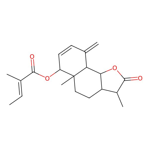2D Structure of [(3R,3aS,5aR,6S,9aS,9bS)-3,5a-dimethyl-9-methylidene-2-oxo-3a,4,5,6,9a,9b-hexahydro-3H-benzo[g][1]benzofuran-6-yl] (Z)-2-methylbut-2-enoate