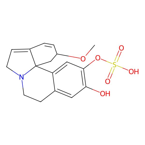 2D Structure of [(2R,13bS)-11-hydroxy-2-methoxy-2,6,8,9-tetrahydro-1H-indolo[7a,1-a]isoquinolin-12-yl] hydrogen sulfate