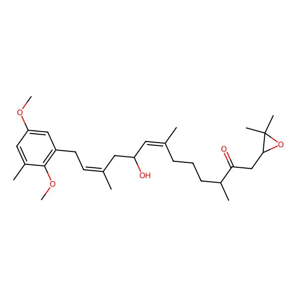2D Structure of (3R,7E,9R,11E)-13-(2,5-dimethoxy-3-methylphenyl)-1-[(2S)-3,3-dimethyloxiran-2-yl]-9-hydroxy-3,7,11-trimethyltrideca-7,11-dien-2-one