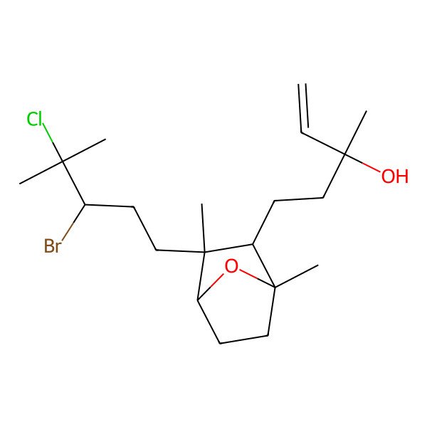 2D Structure of 5-[3-[(3S)-3-bromo-4-chloro-4-methylpentyl]-1,3-dimethyl-7-oxabicyclo[2.2.1]heptan-2-yl]-3-methylpent-1-en-3-ol
