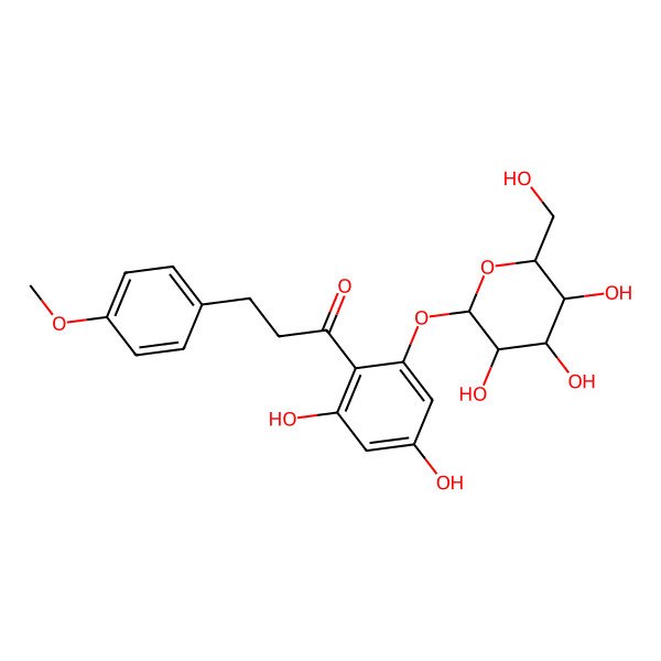2D Structure of 1-[2,4-dihydroxy-6-[(2S,3R,4S,5S,6R)-3,4,5-trihydroxy-6-(hydroxymethyl)oxan-2-yl]oxyphenyl]-3-(4-methoxyphenyl)propan-1-one