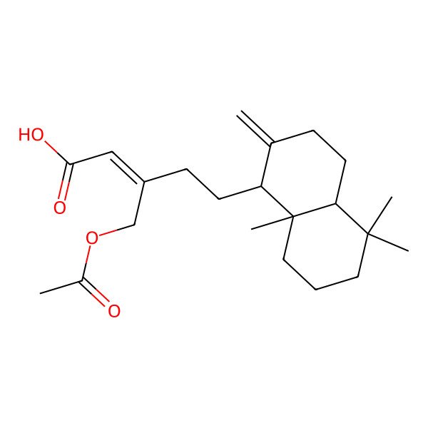 2D Structure of (Z)-5-[(1R,4aR,8aR)-5,5,8a-trimethyl-2-methylidene-3,4,4a,6,7,8-hexahydro-1H-naphthalen-1-yl]-3-(acetyloxymethyl)pent-2-enoic acid