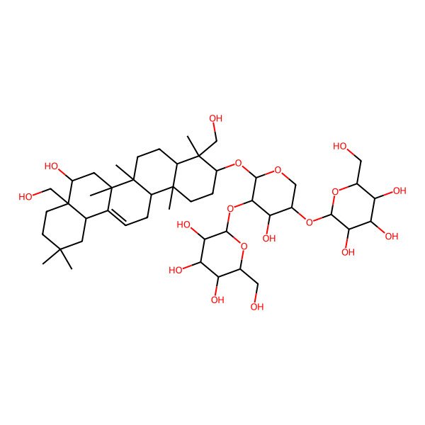 2D Structure of (2S,3R,4S,5S,6R)-2-[(3S,4S,5R,6S)-6-[[(3S,4R,4aR,6aR,6bS,8R,8aS,12aS,14aR,14bR)-8-hydroxy-4,8a-bis(hydroxymethyl)-4,6a,6b,11,11,14b-hexamethyl-1,2,3,4a,5,6,7,8,9,10,12,12a,14,14a-tetradecahydropicen-3-yl]oxy]-4-hydroxy-5-[(2S,3R,4S,5S,6R)-3,4,5-trihydroxy-6-(hydroxymethyl)oxan-2-yl]oxyoxan-3-yl]oxy-6-(hydroxymethyl)oxane-3,4,5-triol