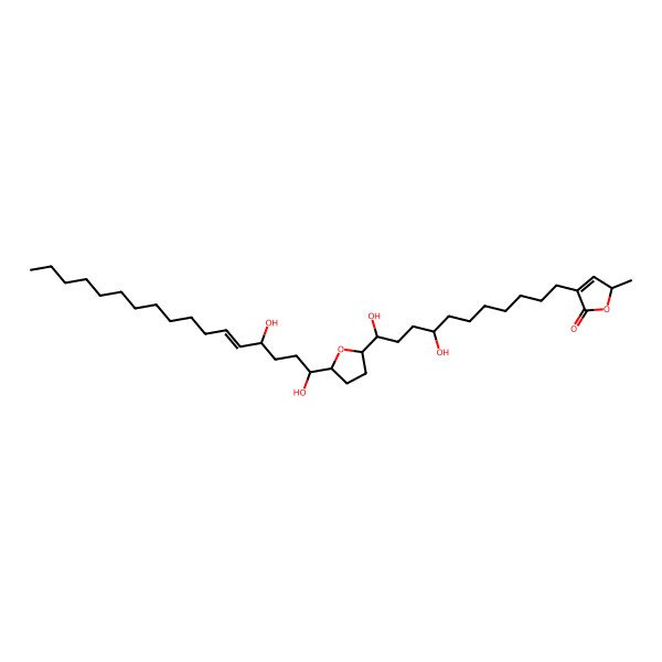 2D Structure of (2S)-4-[(8R,11R)-11-[(2R,5R)-5-[(E,1R,4S)-1,4-dihydroxyheptadec-5-enyl]oxolan-2-yl]-8,11-dihydroxyundecyl]-2-methyl-2H-furan-5-one