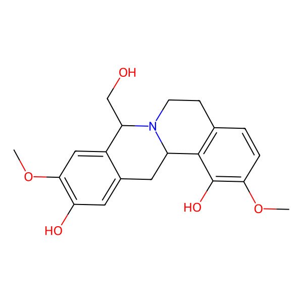2D Structure of (8S,13aS)-8-(hydroxymethyl)-2,10-dimethoxy-6,8,13,13a-tetrahydro-5H-isoquinolino[2,1-b]isoquinoline-1,11-diol