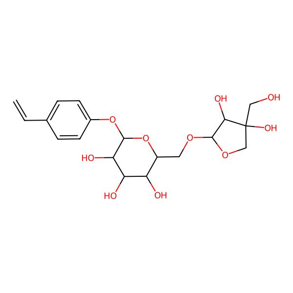 2D Structure of (2R,3S,4S,5R,6S)-2-[[(2S,3R,4S)-3,4-dihydroxy-4-(hydroxymethyl)oxolan-2-yl]oxymethyl]-6-(4-ethenylphenoxy)oxane-3,4,5-triol