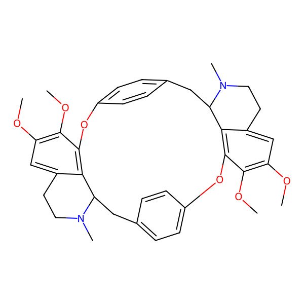 2D Structure of (11S,26S)-4,5,19,20-tetramethoxy-10,25-dimethyl-2,17-dioxa-10,25-diazaheptacyclo[26.2.2.213,16.13,7.118,22.011,36.026,33]hexatriaconta-1(31),3(36),4,6,13,15,18(33),19,21,28(32),29,34-dodecaene