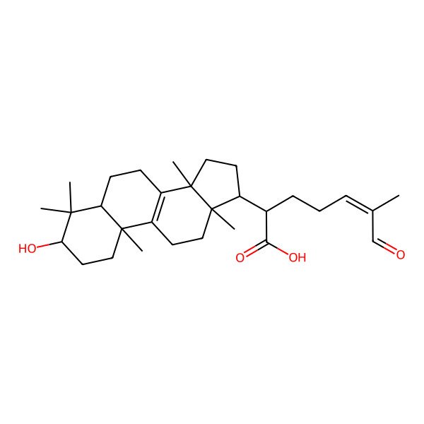 2D Structure of 24(e)-3beta-Hydroxylanosta-8,24-dien-26-al-21-oic acid