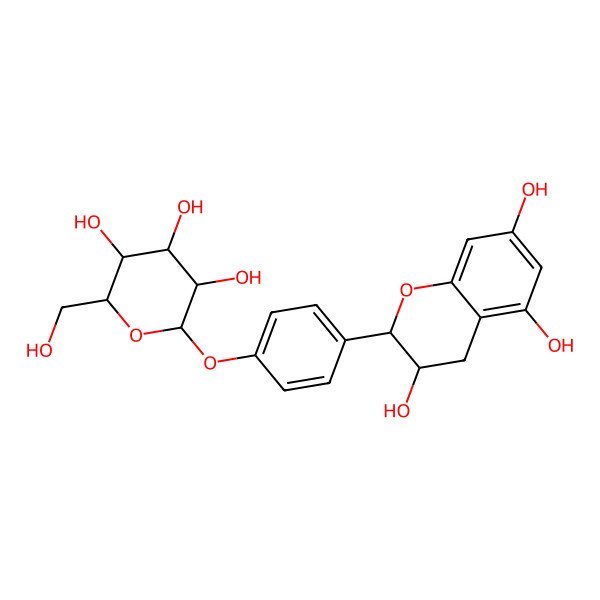 2D Structure of (2R,3S)-2-[4-[(2S,3R,4S,5S,6R)-3,4,5-trihydroxy-6-(hydroxymethyl)oxan-2-yl]oxyphenyl]-3,4-dihydro-2H-chromene-3,5,7-triol