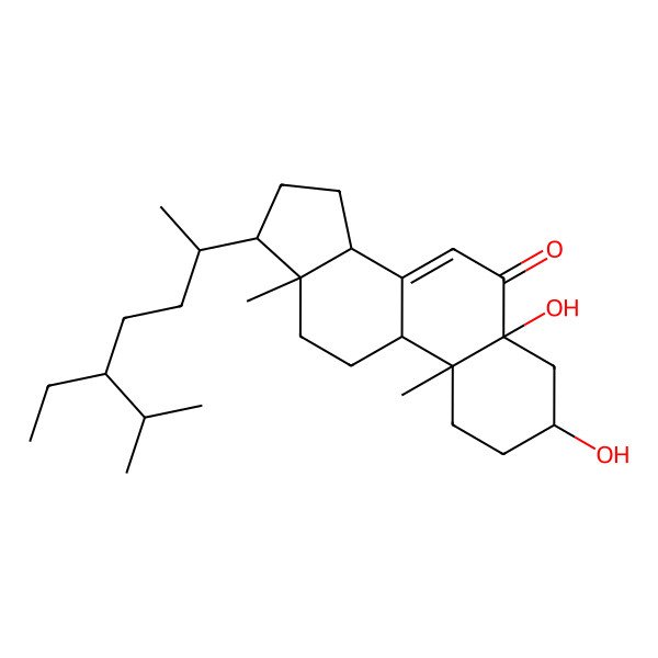 2D Structure of (24r)-3b,5-Dihydroxy-5a-stigmast-7-en-6-one
