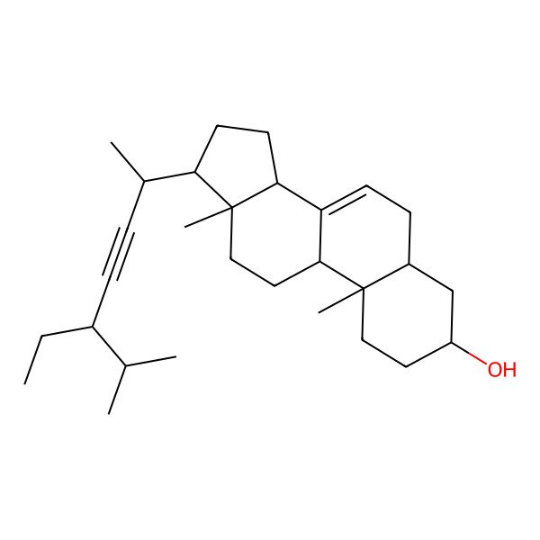 2D Structure of (24r)-5alpha-Stigmast-7-en-22-yn-3beta-ol 2D Structure of (24r)-5alpha-Stigmast-7-en-22-yn-3beta-ol