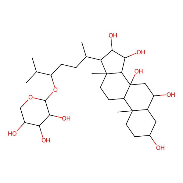 2D Structure of (24s)-24-O-(beta-d-xylopyranosyl)-5alpha-cholestane-3beta,6alpha,8,15beta,16beta,24-hexaol