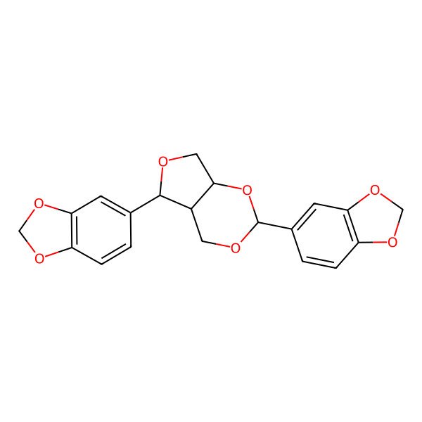 2D Structure of 2,5-bis(1,3-benzodioxol-5-yl)-4a,5,7,7a-tetrahydro-4H-furo[3,4-d][1,3]dioxine