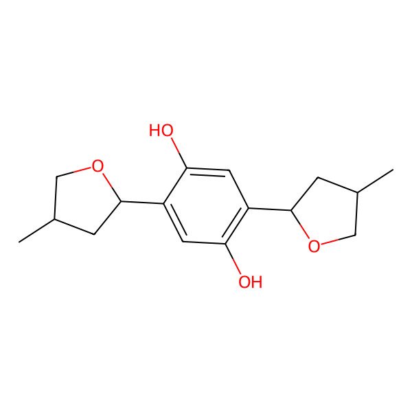 2D Structure of 2,5-Bis(4-methyloxolan-2-yl)benzene-1,4-diol