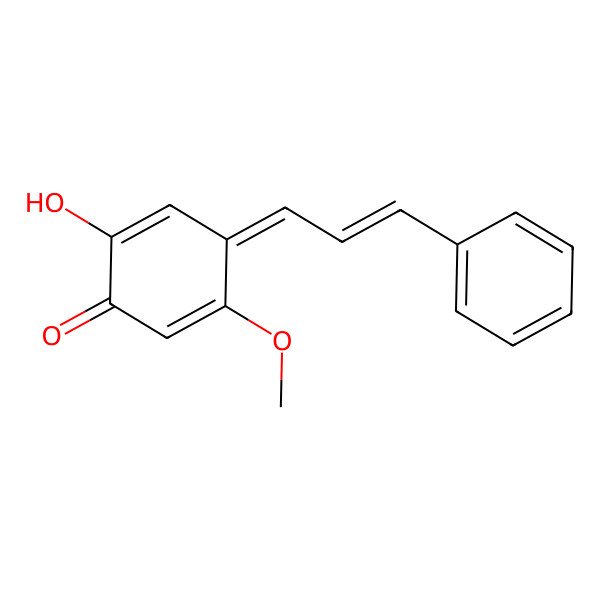 2D Structure of 2,5-Cyclohexadien-1-one, 2-hydroxy-5-methoxy-4-(3-phenyl-2-propenylidene)-