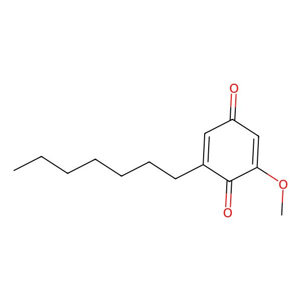 2D Structure of 2,5-Cyclohexadiene-1,4-dione, 2-heptyl-6-methoxy-