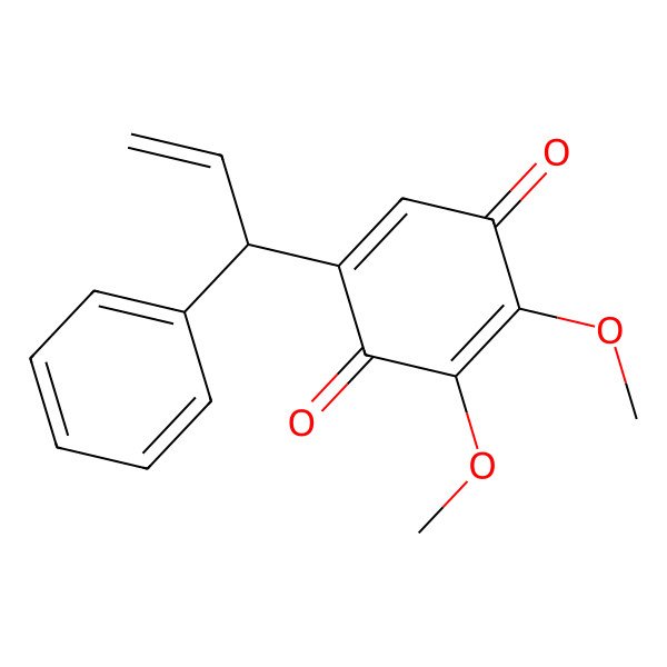 2D Structure of 2,5-Cyclohexadiene-1,4-dione, 2,3-dimethoxy-5-(1-phenyl-2-propenyl)-