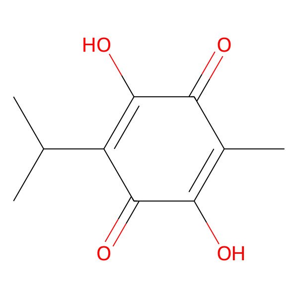 2D Structure of 2,5-Cyclohexadiene-1,4-dione, 2,5-dihydroxy-3-methyl-6-(1-methylethyl)-