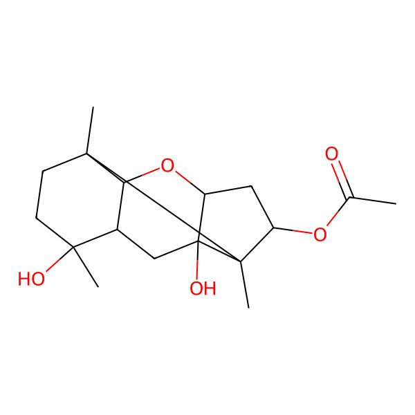 2D Structure of (2,5-Dihydroxy-1,5,8-trimethyl-10-oxatetracyclo[6.5.0.02,11.04,9]tridecan-13-yl) acetate