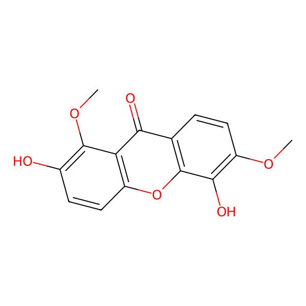 2D Structure of 2,5-Dihydroxy-1,6-dimethoxyxanthen-9-one