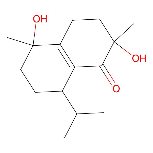 2D Structure of 2,5-dihydroxy-2,5-dimethyl-8-propan-2-yl-4,6,7,8-tetrahydro-3H-naphthalen-1-one 2D Structure of 2,5-dihydroxy-2,5-dimethyl-8-propan-2-yl-4,6,7,8-tetrahydro-3H-naphthalen-1-one