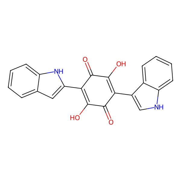 2D Structure of 2,5-dihydroxy-3-(1H-indol-2-yl)-6-(1H-indol-3-yl)cyclohexa-2,5-diene-1,4-dione