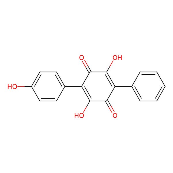 2D Structure of 2,5-Dihydroxy-3-(4-hydroxyphenyl)-6-phenylcyclohexa-2,5-diene-1,4-dione