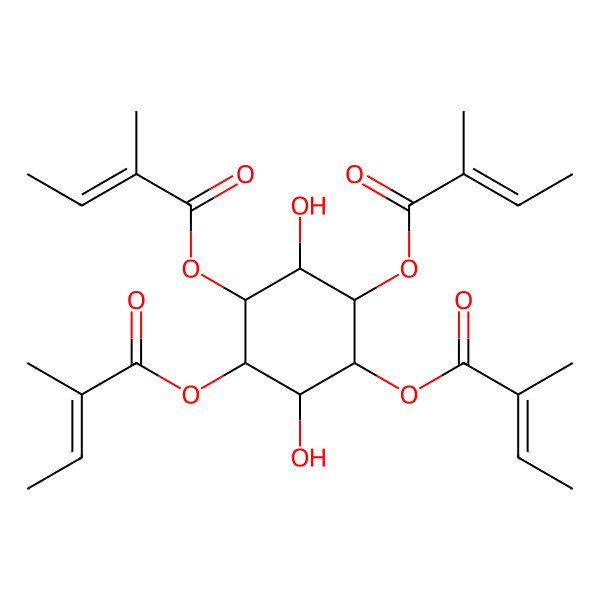 2D Structure of [2,5-Dihydroxy-3,4,6-tris(2-methylbut-2-enoyloxy)cyclohexyl] 2-methylbut-2-enoate