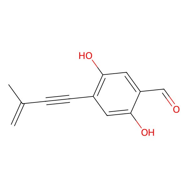 2D Structure of 2,5-Dihydroxy-4-(3-methylbut-3-en-1-ynyl)benzaldehyde