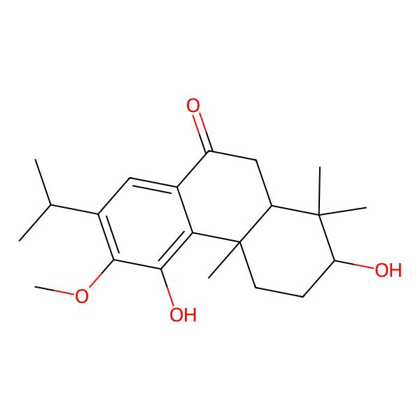 2D Structure of 2,5-dihydroxy-6-methoxy-1,1,4a-trimethyl-7-propan-2-yl-3,4,10,10a-tetrahydro-2H-phenanthren-9-one