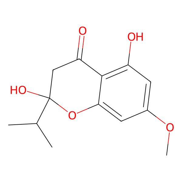 2D Structure of 2,5-dihydroxy-7-methoxy-2-propan-2-yl-3H-chromen-4-one 2D Structure of 2,5-dihydroxy-7-methoxy-2-propan-2-yl-3H-chromen-4-one