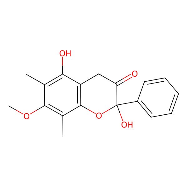 2D Structure of 2,5-dihydroxy-7-methoxy-6,8-dimethyl-2-phenyl-4H-chromen-3-one 2D Structure of 2,5-dihydroxy-7-methoxy-6,8-dimethyl-2-phenyl-4H-chromen-3-one