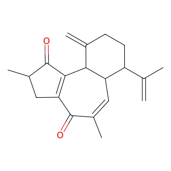 2D Structure of 2,5-dimethyl-10-methylidene-7-prop-1-en-2-yl-3,6a,7,8,9,10a-hexahydro-2H-benzo[h]azulene-1,4-dione
