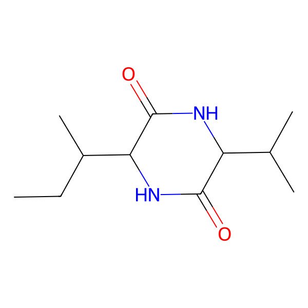 2D Structure of 2,5-Piperazinedione, 3-(1-methylethyl)-6-(1-methylpropyl)-