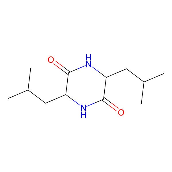 2D Structure of 2,5-Piperazinedione, 3,6-bis(2-methylpropyl)- 2D Structure of 2,5-Piperazinedione, 3,6-bis(2-methylpropyl)-